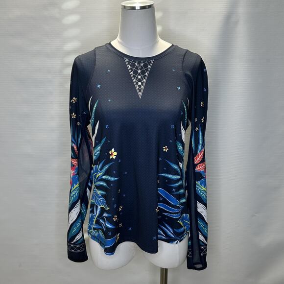 Lucky in Love Womens Large Long Sleeve Rash Guard Mesh Trim Tennis Top - Picture 5 of 14